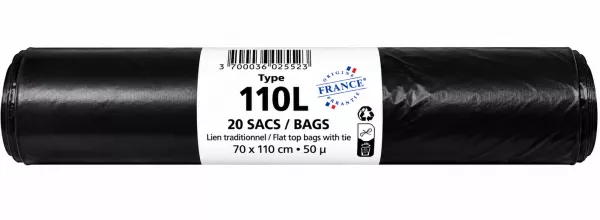 20 SACS POUBELLES STANDARDS NOIRS 110L 70X105 - 50�