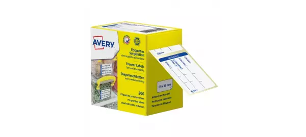 200 �tiquette de tra�abilit� alimentaire pr�-imprim�e AVERY� - Type d\'adh�sif PERMANENT