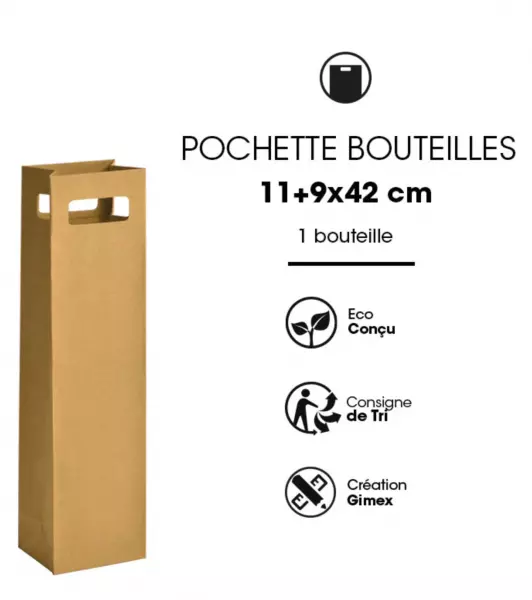200 Sacs 1 Bouteille Kraft Brun PD 100+80x420 / 23016