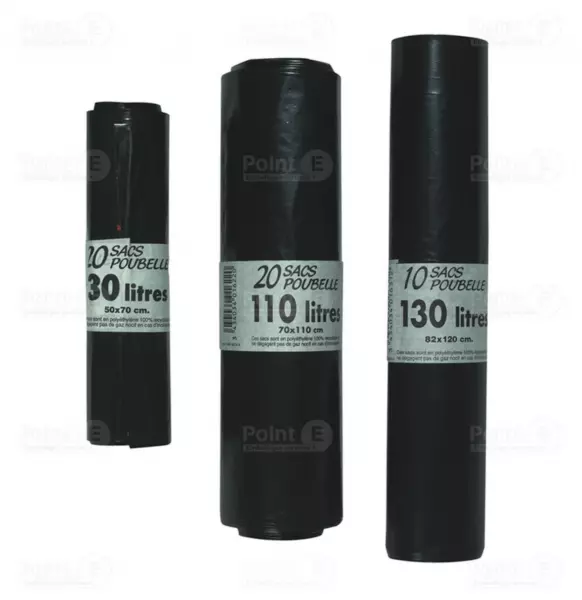200 Sacs poubelles 100 litres 82x87cm Noir 60� POUB1626