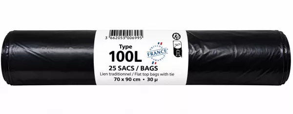 200 SACS POUBELLES STANDARDS NOIRS 100L 82X87 - 30�