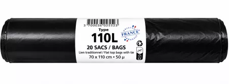 200 SACS POUBELLES STANDARDS NOIRS 110L 70X105 - 50&micro;