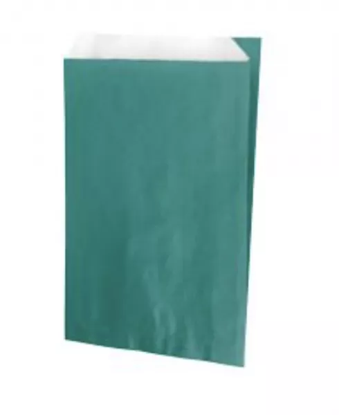 250 sacs cadeaux kraft blanc bleu turquoise 12+4,5X20CM