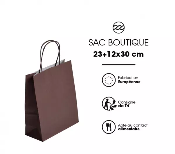 250 Sacs Kraft Tendance 23+12x30 CHOCOLAT / 21386