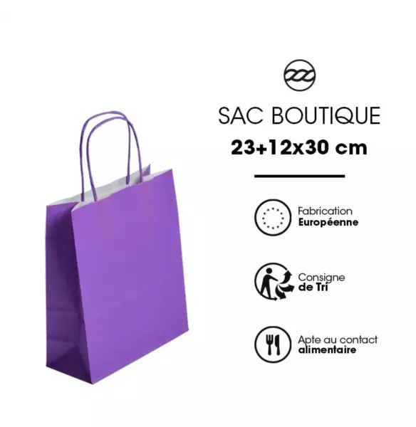 250 Sacs Kraft Tendance 23+12x30 VIOLET / 21364