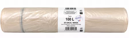 250 SACS POUBELLE PEBD 27&micro; TRANSP 100L 