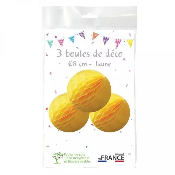 3 boules alveole JAUNE 8cm