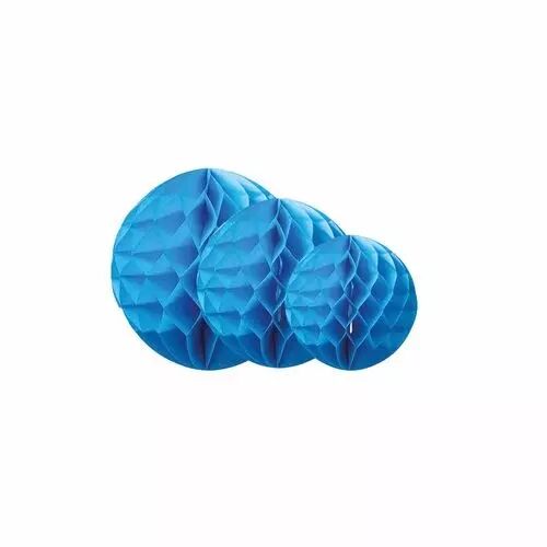 3 BOULES ALVEOLEES TURQUOISE 25/20/15CM