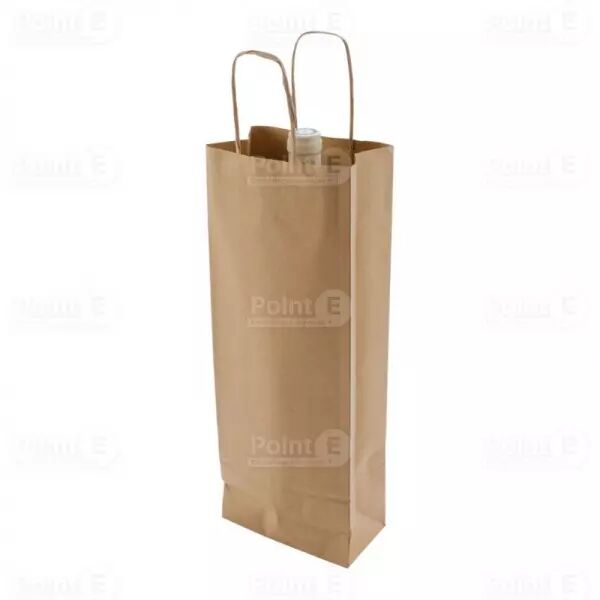 300 Sacs kraft bouteille � poign�es torsad�es 14 + 8 x 38 cm