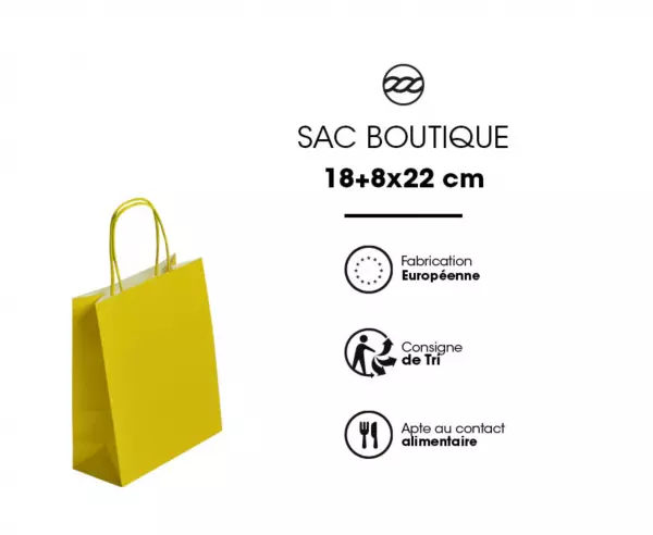 300 Sacs Kraft Tendance 18+8x22 JAUNE / 21282