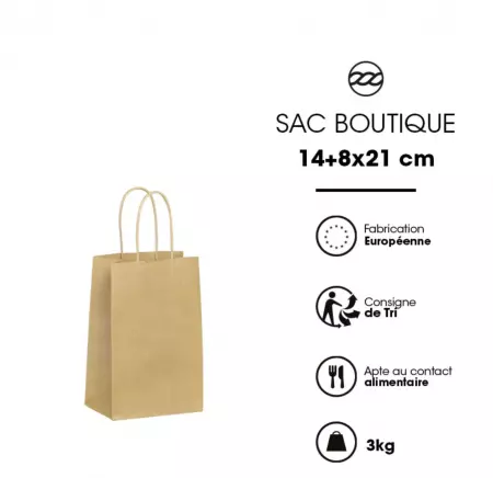 400 Sacs cabas kraft BRUN PF 14+8x21 / 21058