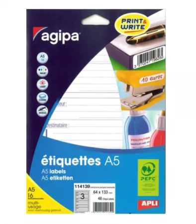 48 ETIQUETTES AGIPA A5 EXPEDITION 64x133.