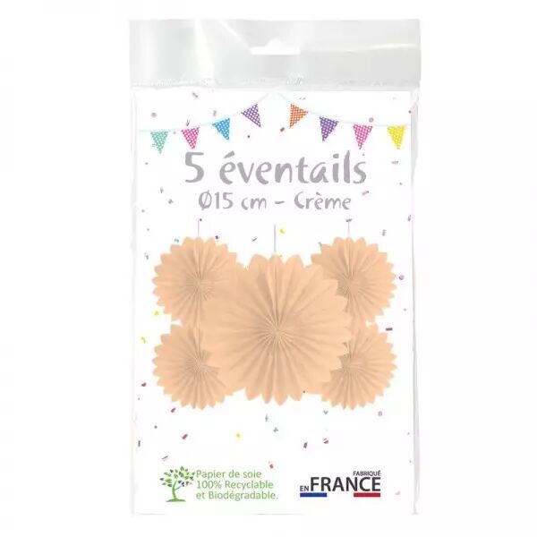 5 Eventails alv�ol�s 15cm CREME