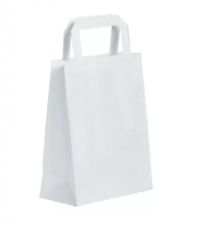 50  SACS KRAFT POIGN&Eacute;ES PLATES 18+8X22 BLANC
