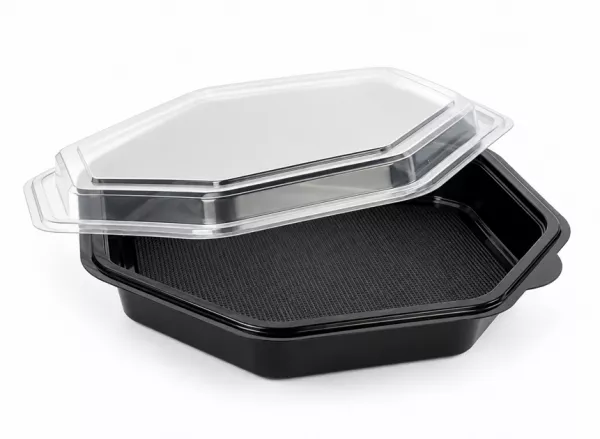 50 ASSIETTES + COUV OCTO PS - 23x23x5 NOIR