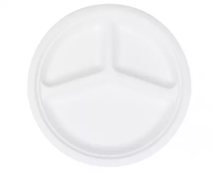 50 ASSIETTES FIBRE VEGETALE D26 3 Compartiments