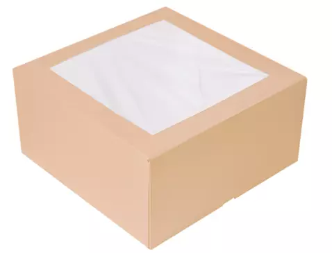 50 Boites Patissi�res Fen�tre Kraft 240gr 24x24x12cm BRUN