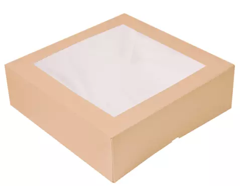 50 Boites Patissi�res Fen�tre Kraft 240gr 32x32x10cm BRUN
