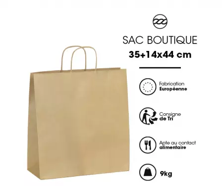 50 Sacs cabas kraft BRUN PF 35+14x44 / 21042
