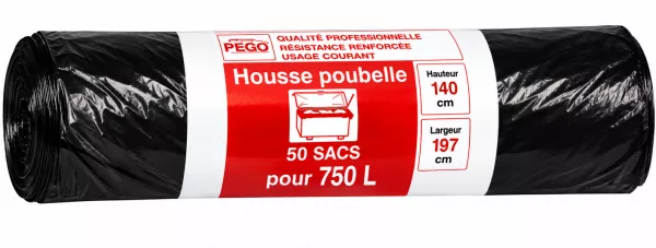 50 SACS HOUSSES POUBELLES 750L H140 L197
