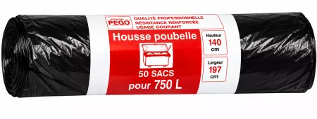 50 SACS HOUSSES POUBELLES 750L H140 L197