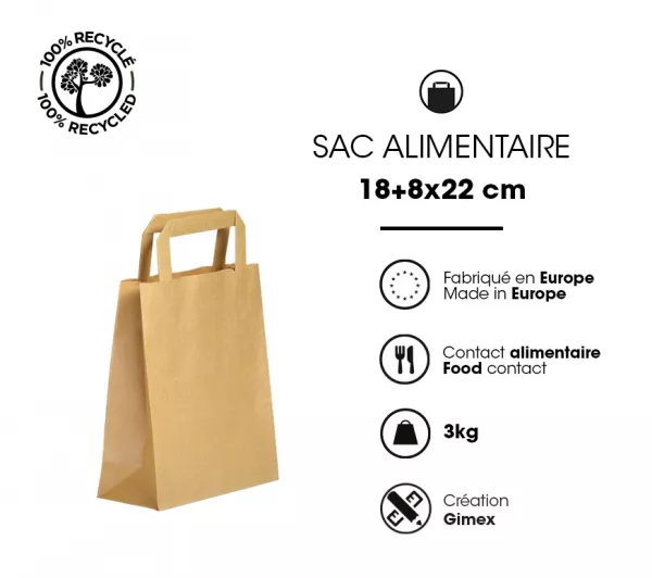 50 SACS KRAFT POIGN�ES PLATES 180+80X220CM BRUN