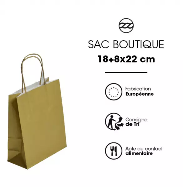 50 Sacs Kraft Tendance 18+8x22 OR / 21326
