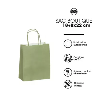 50 SACS KRAFT TENDANCE 18+8x22 VERT AMANDE