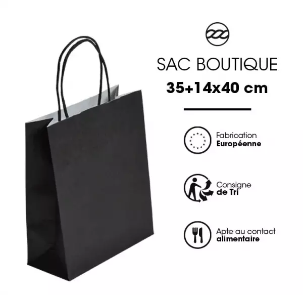50 Sacs Kraft Tendance 35+14x40 NOIR / 21278