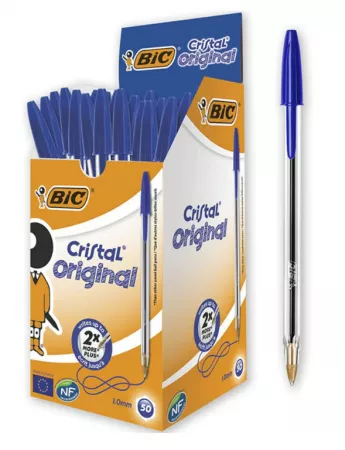 50 STYLOS BIC CRISTAL BLEU