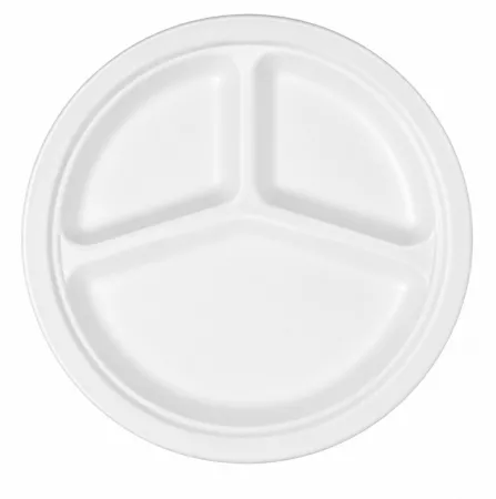 500 ASSIETTES 3 COMPARTIMENTS FIBRE VEGETALE D26