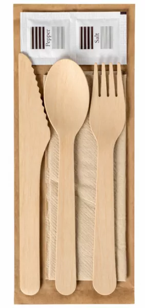 500 KITS COUVERTS BOIS FOURCHETTE/COUTEAU/CUILLERE SEL & POIVRE