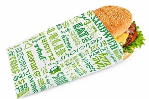 500 POCHETTES INGRAISSABLES HAMBURGER 12+7x18CM VERT