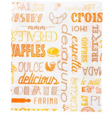 500 SACHETS CROISSANTS \'ORANGE PAROLE\' 33 G/M2 12+5x14 CM BLANC CELLULOSE