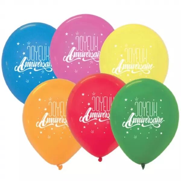 6 BALLONS JOYEUX ANNIVERSAIRE 