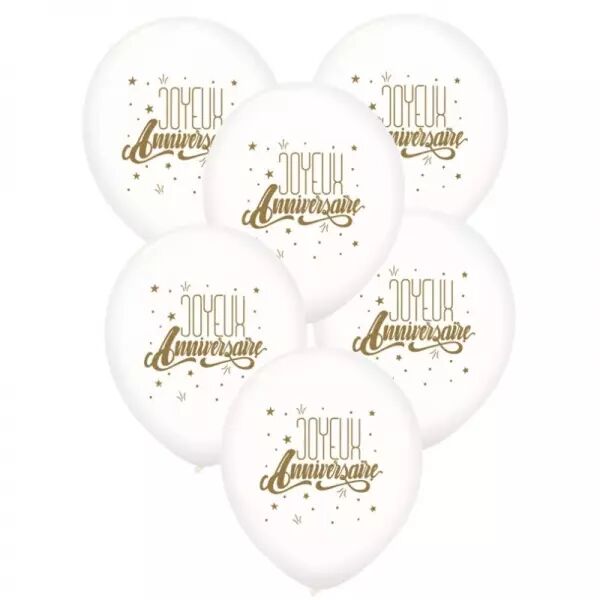 6 BALLONS LATEX JOYEUX ANNIVERSAIRE 
