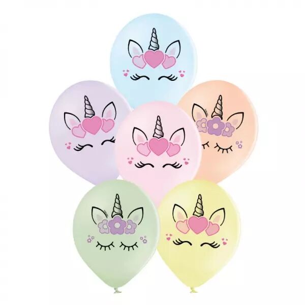6 Ballons latex pastel 30cm  LICORNE / 36490