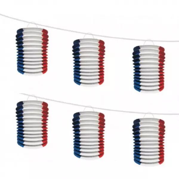 6 lampions bleu blanc rouge 15x10cm