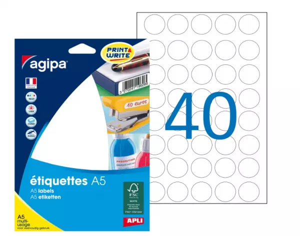 640 ETIQUETTES AGIPA A5 DIAMETRE 24cm