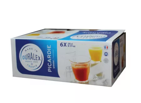 72 VERRES PICARDIE 25CL EN VERRE TREMP&Eacute; TRANSPARENT DURALEX