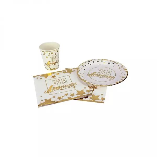8 ASSIETTES 18CM JOYEUX ANNIVERSAIRE
