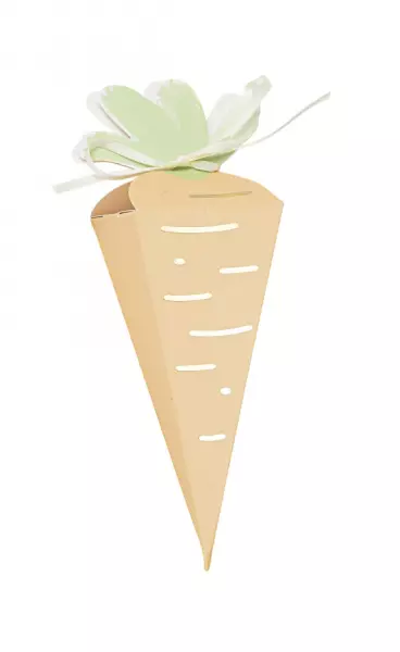 8 Contenants Carotte Papier Orange, Vert et Or �5x18cm et Ruban Satin Ivoire