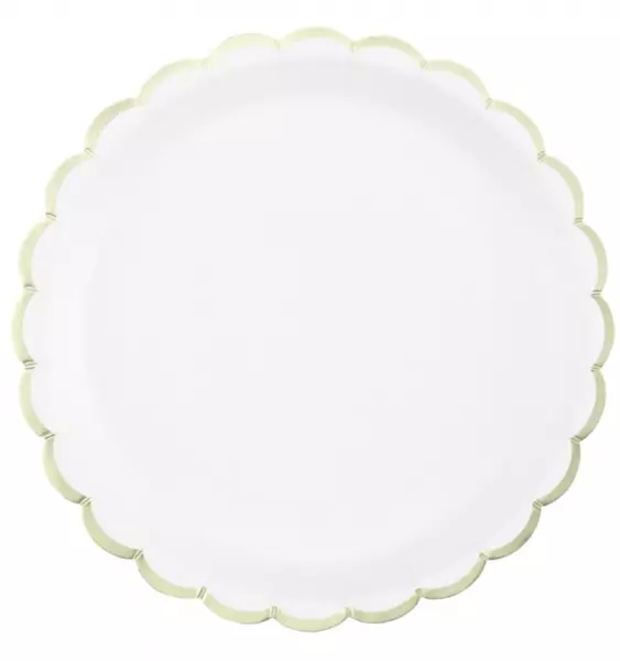 ASSIETTES FESTONNEES 23CM BLANCHES ET OR X 8
