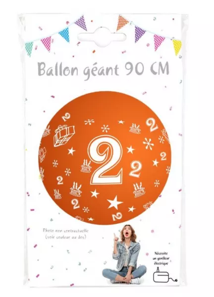 Ballon g�ant 90cm Chiffre 2 /CO36376