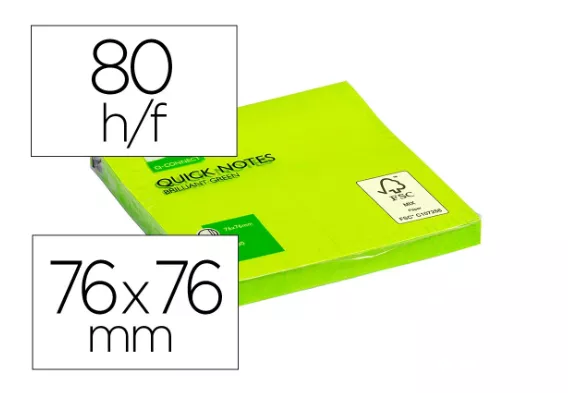 Bloc-notes q-connect 76x76mm vert vif