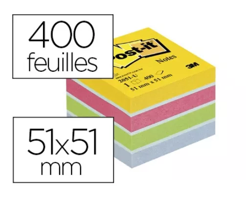 BLOCS NOTES 51X51 COLORIS ASSORTIES