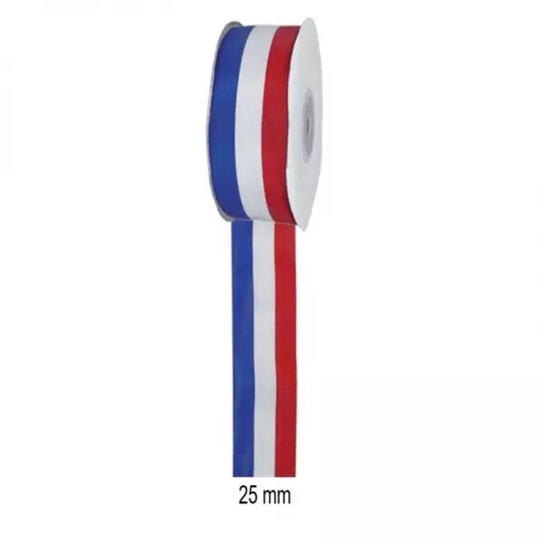 Bobine de 25m Ruban tissu Tricolore 25mm