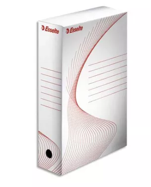 Bo�te archives esselte standard carton ondul� recyclable a4 245x345mm dos 80mm assemblage manuel facil coloris blanc.