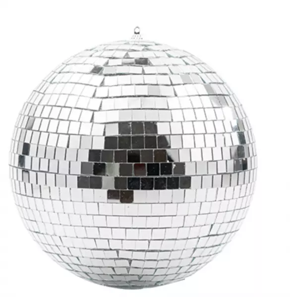 Boule � facettes � suspendre verre miroir argent 20cm emboitable 