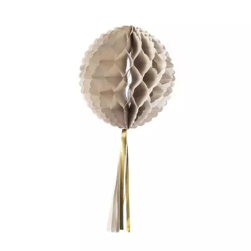 BOULE ALVEOLEE TASSEL GRIS 30 CM